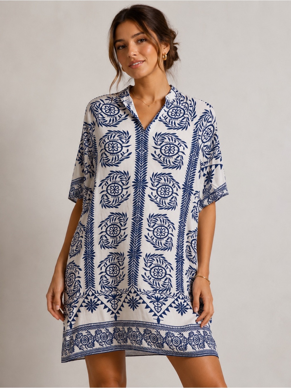 MISSLOOK White and Navy Blue Mini Dress